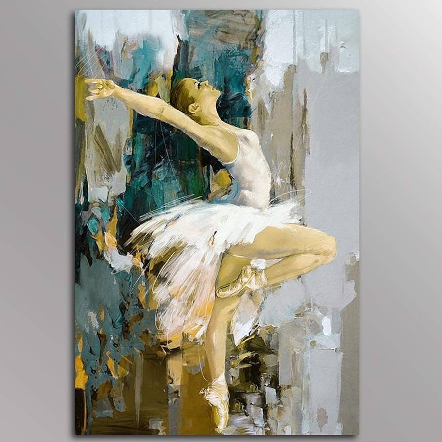 Amazon.co.jp: 踊る女性キャンバス絵画バレエダンサー絵画抽象的